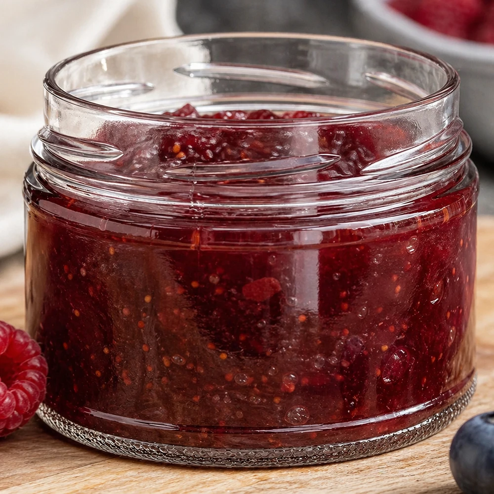 UNiTWIST Runda540 Pot renversé rempli de confiture rouge 540ml TO100 Mise en pot Conservation Utilisation