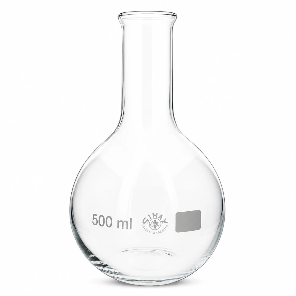 Fioles jaugées 500ml transparentes à col étroit pour la volumétrie et l'analyse
