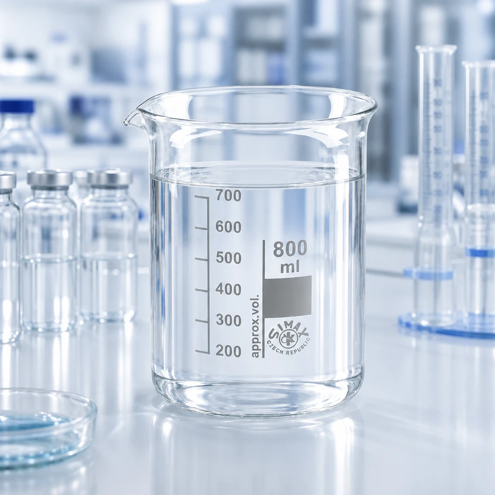 Bécher de laboratoire professionnel 800ml au design bas en verre borosilicaté résistant aux produits chimiques
