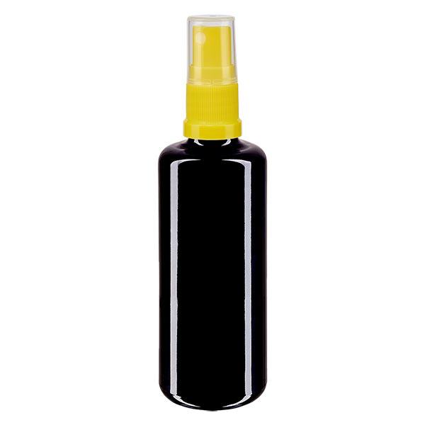 Flacon de pharmacie violet 50ml embout spray jaune