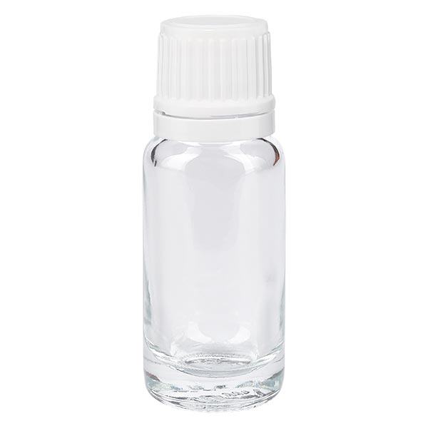 Flacon de pharmacie clair 10ml bouchon vissable blanc bouchon inviolabilité Flacon de pharmacie clair 10ml bouchon vissable blanc bouchon inviolabilité