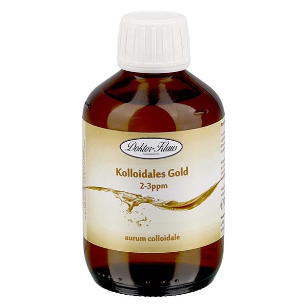 200 ml d'or colloïdal Docteur-Klaus, 2-3ppm, flacon en verre brun avec bouchon d'inviolabilité 200 ml d'or colloïdal Docteur-Klaus, 2-3ppm, flacon en verre brun avec bouchon d'inviolabilité