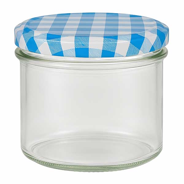 Verre renversé 225ml + couvercle BasicSeal bleu/blanc UN.