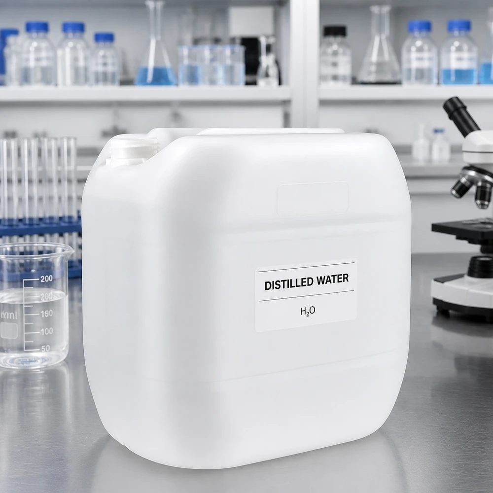 Jerrican de 30 litres sans bouchon Bidon d'eau distillée de 30 litres sans bouchon, adapté au laboratoire et à l'industrie