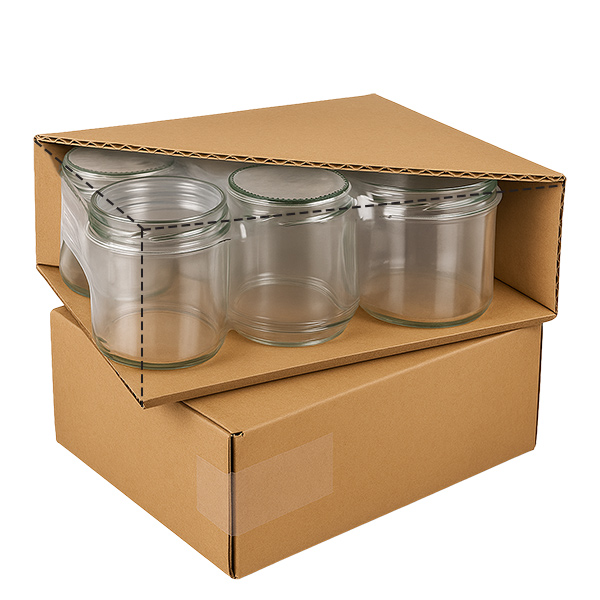 230ml verre renversé set emballage d'expédition carton BasicSeal noir couvercle empilable grand emballage bocaux à provisions livraison