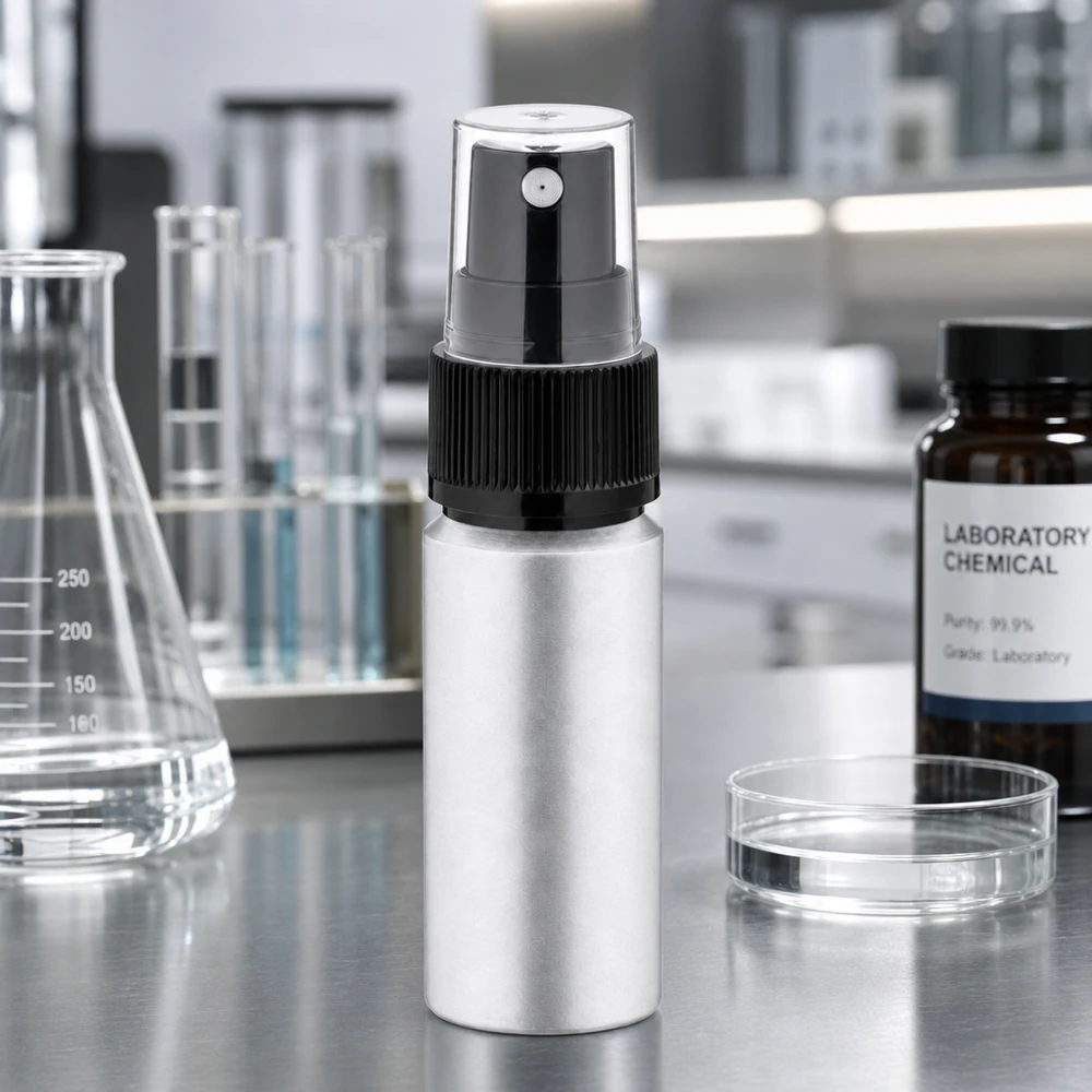 Bouteille en aluminium teinté 20 ml, avec vaporisateur à pompe noir Vaporisateur pratique en aluminium de 20 ml au design ergonomique, parfait pour les déplacements