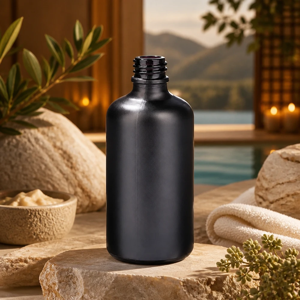 Flacon à pharmacie de 100ml BlackLine UT18/100 UNiTWIST Bouteille de pharmacie robuste de 100 ml BlackLine UT18/100 UNiTWIST en verre violet incassable