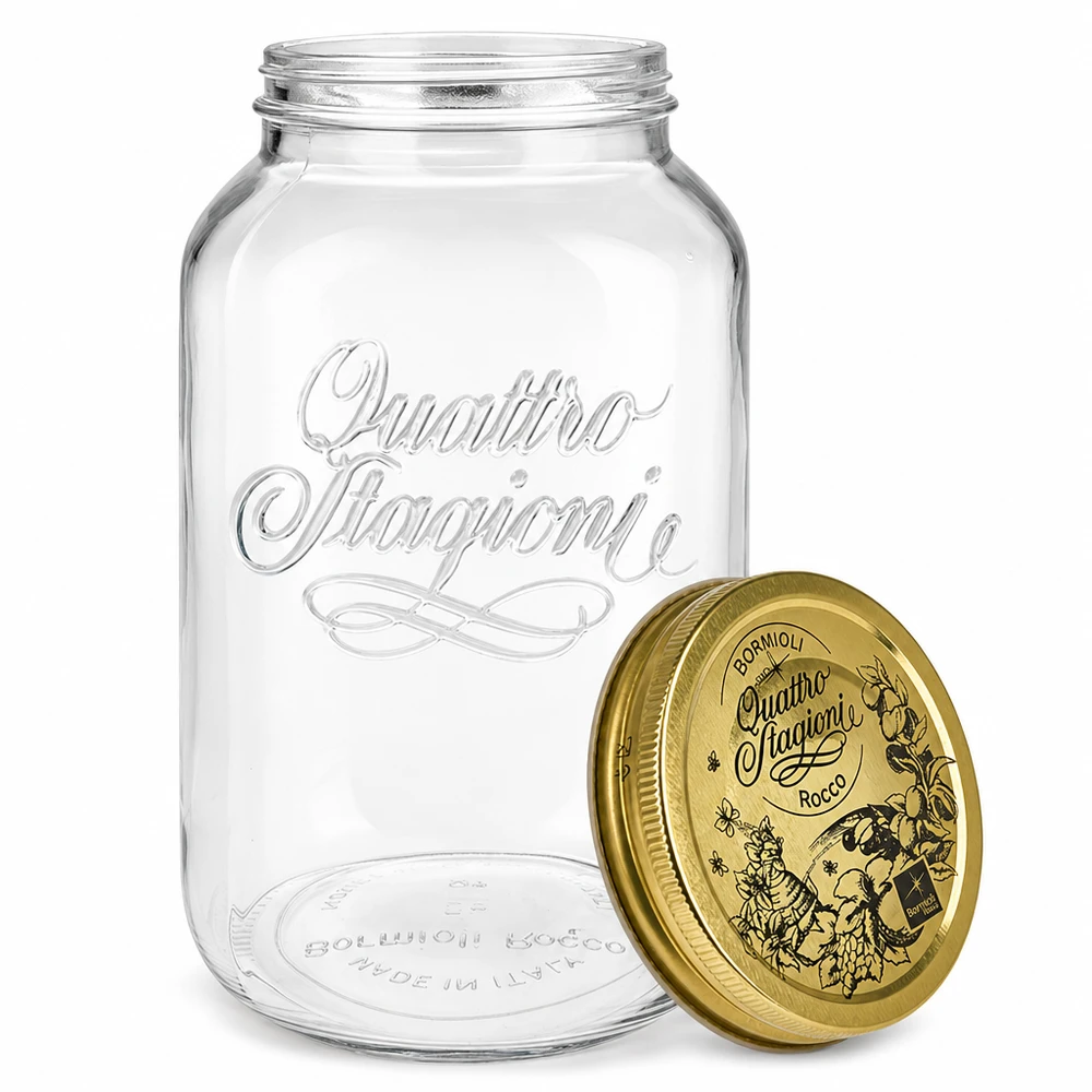 3800ml verre rond « Quattro Stagioni » avec couvercle Bormioli Rocco Quattro Stagioni 3800ml Pot de conserve avec couvercle amovible Détail qualité italienne
