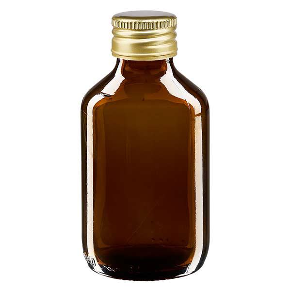 Bouteille médicale de 150ml brune avec bouchon en aluminium or Bouteille médicale de 150ml brune avec bouchon en aluminium or