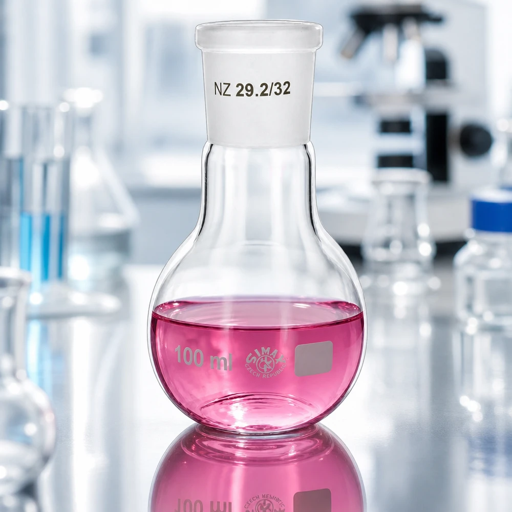 Ballon à fond plat 100 ml à col large, en verre borosilicate avec rodage normalisé 29/32 Ballon compact de 100 ml avec rodage standard universel 29/32 pour les expériences