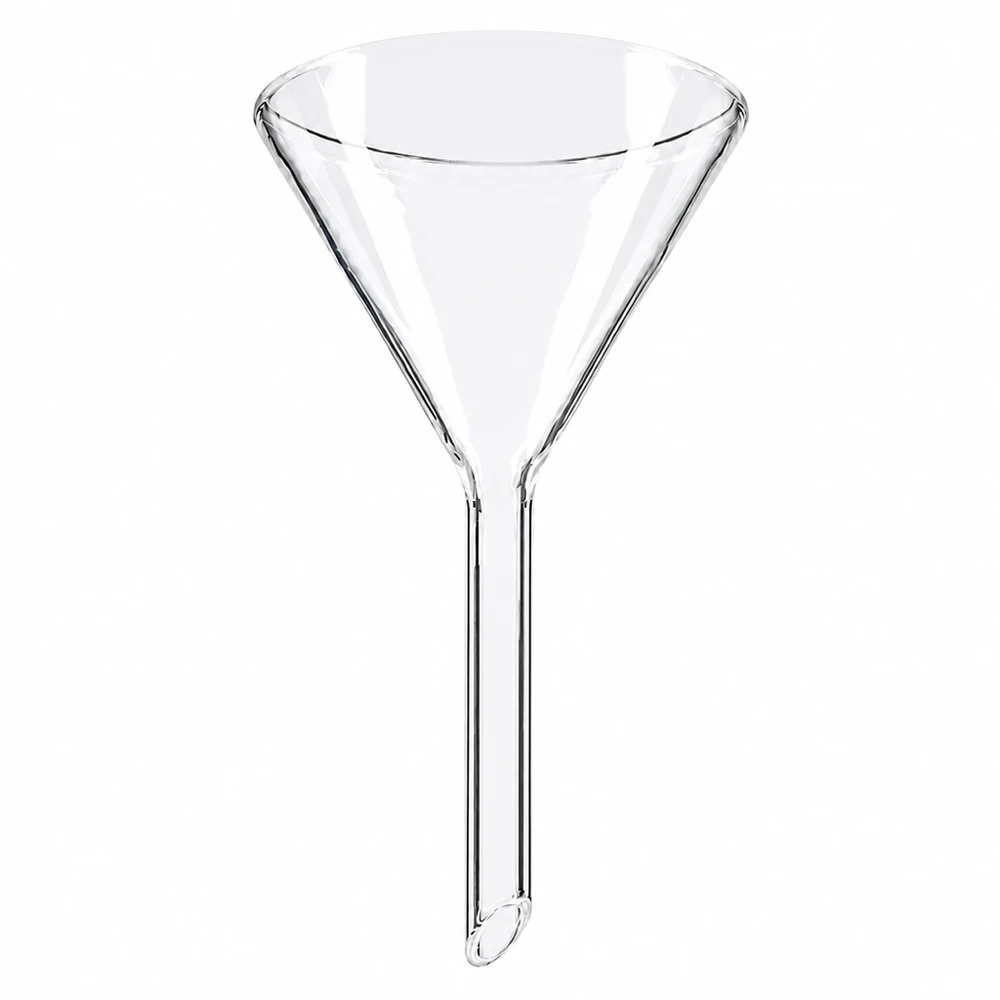 Entonnoir en verre 60mm de diamètre en verre sodocalcique avec tige courte pour les besoins du laboratoire