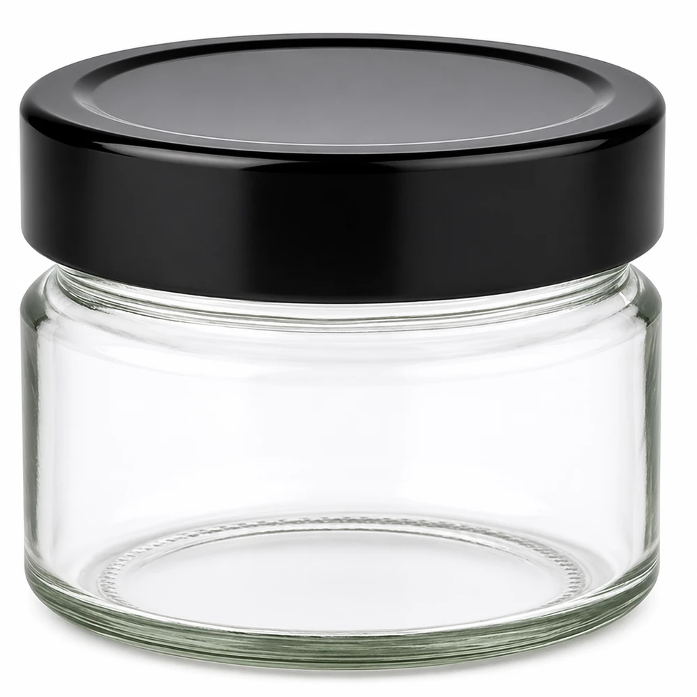 130ml Verre rond avec couvercle BasicSeal noir UNiTWIST 130ml Verre rond avec couvercle BasicSeal noir UNiTWIST