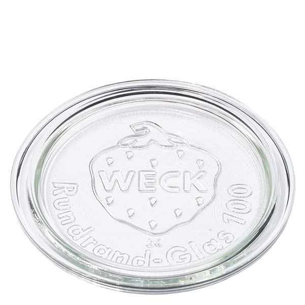 WECK Couvercle en verre RR100 rond transparent avec logo en relief pour bocaux et bocaux de conservation