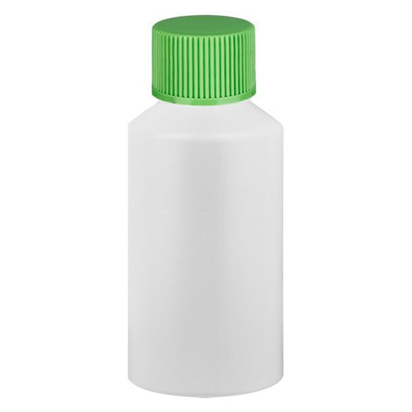 Flacon à pharmacie HDPE 50ml blanc avec bouchon vissable vert Flacon à pharmacie HDPE 50ml blanc avec bouchon vissable vert