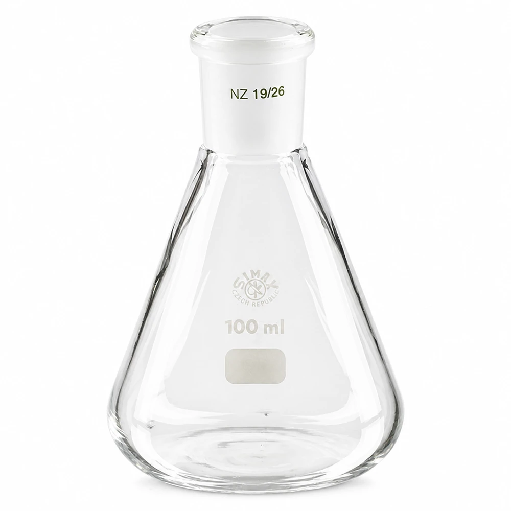 Erlenmeyer 100 ml col étroit, verre borosilicate à rodage normalisé 19/26