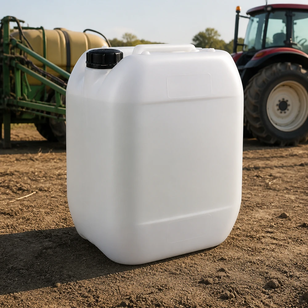 Jerrican de 10 litres avec bouchon à vis Bidon agricole de 10 litres, blanc, avec bouchon d'origine, destiné aux produits phytosanitaires utilisés en plein champ