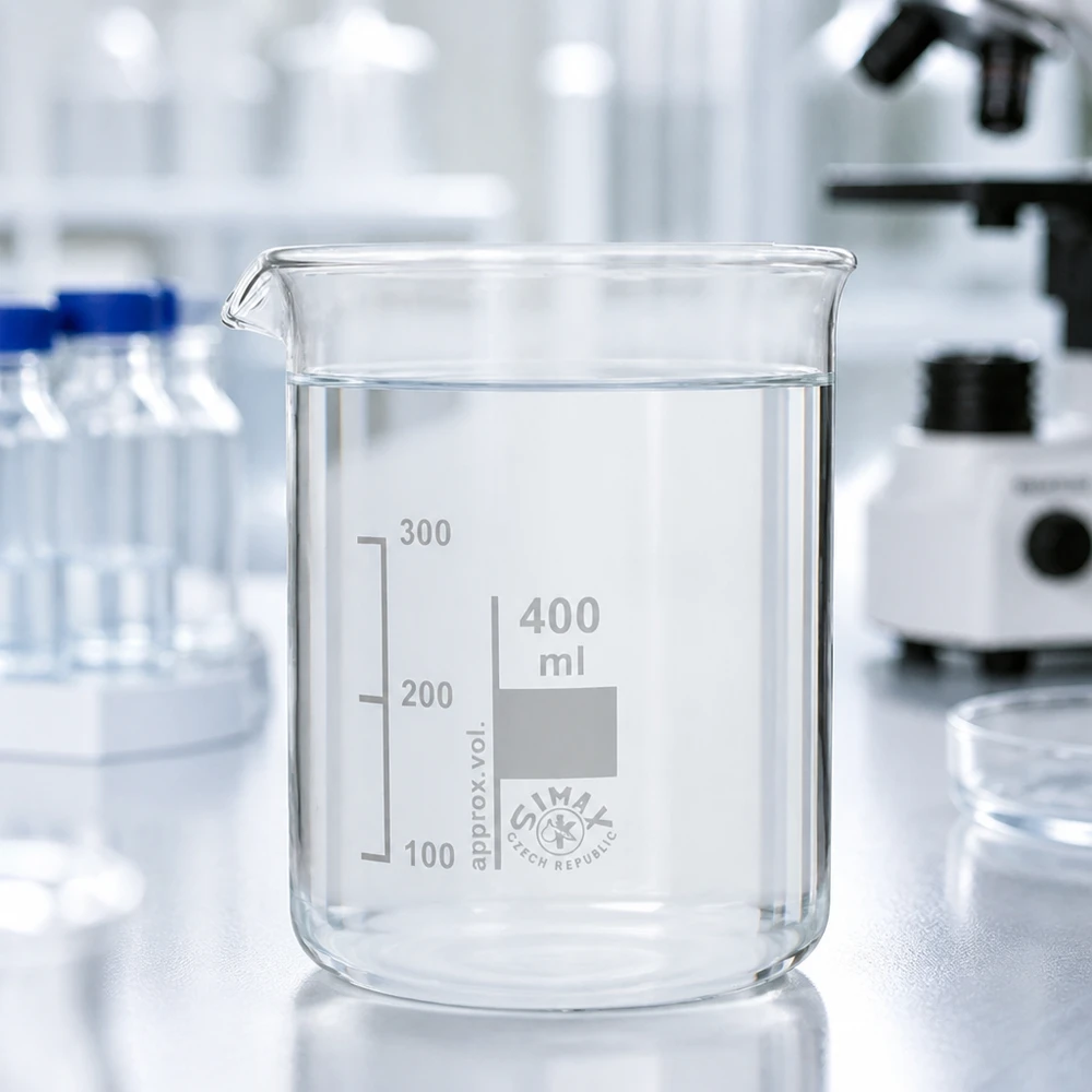 Bécher 400ml en verre borosilicate résistant à la chaleur (forme basse) Bécher de laboratoire à paroi épaisse de 400 ml en verre borosilicaté de haute qualité pour des mesures précises