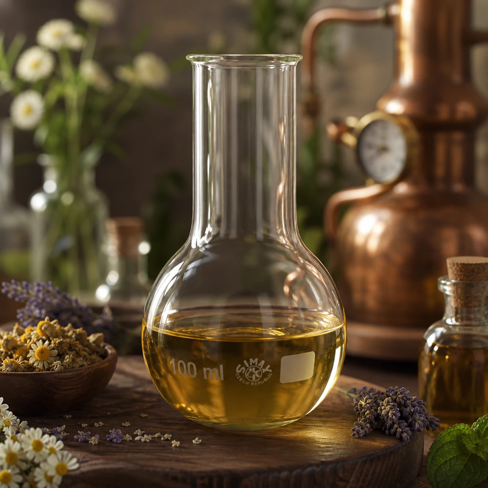 Fiole jaugée 100ml en verre clair avec col ergonomique pour la fabrication d'huiles parfumées et la parfumerie