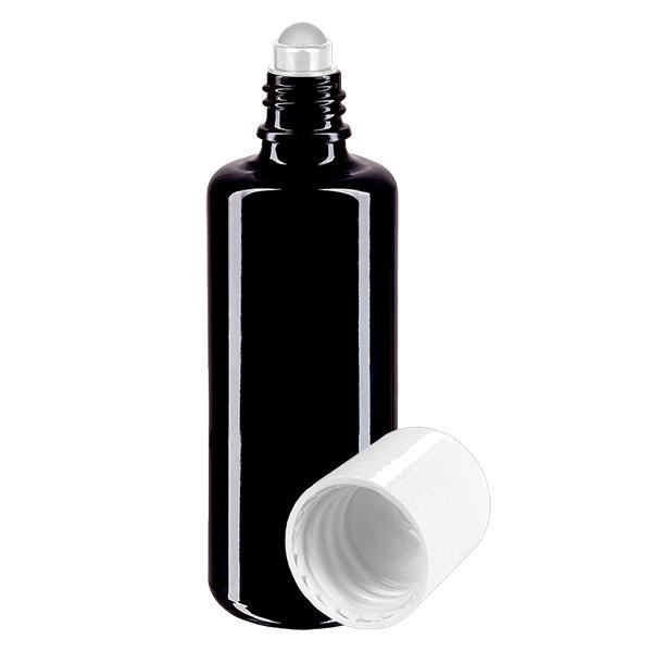 Flacon de pharmacie violet 50ml roll-on bouchon blanc Flacon de pharmacie violet 50ml roll-on bouchon blanc