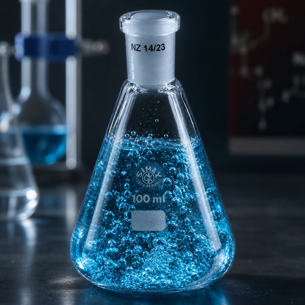 Erlenmeyer 100 ml col étroit, verre borosilicate avec rodage normalisé 14/23 Erlenmeyer 100 ml col étroit, verre borosilicate avec rodage normalisé 14/23