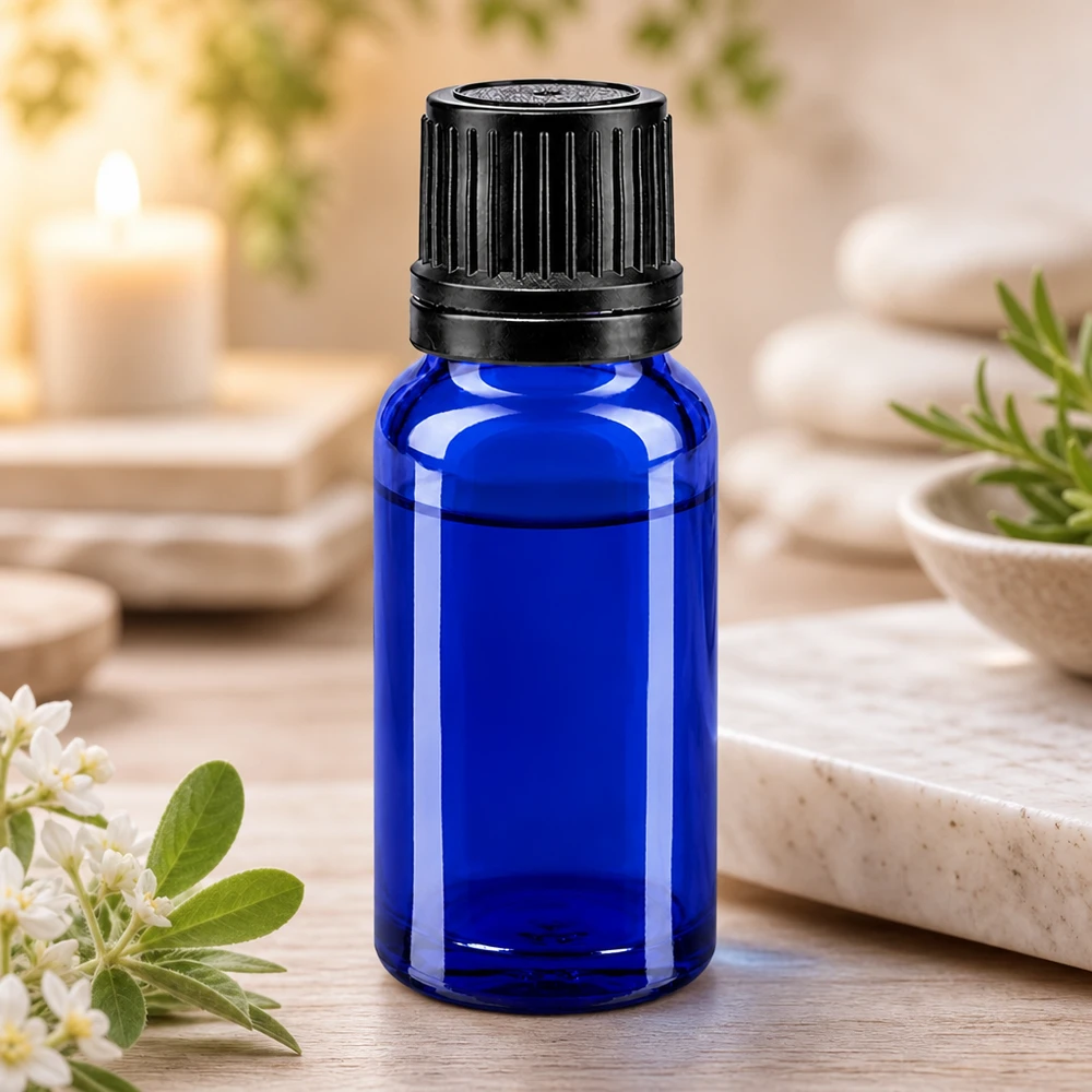Flacon de pharmacie bleu 10ml bouchon inviolable blanc 1mm bouchon inviolabilité Flacon compte-gouttes bleu foncé de 10 ml avec bouchon d'inviolabilité noir, en verre de pharmacie de haute qualité