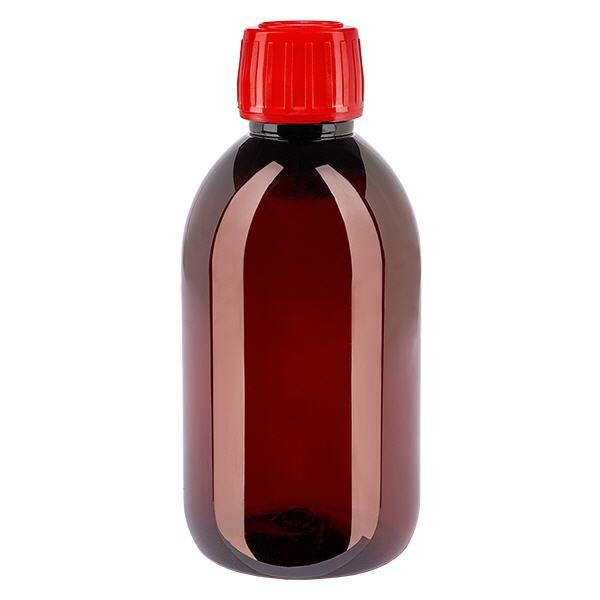 Bouteille PET 250ml avec bouchon rouge,bouchon d'inviolabilité Bouteille PET 250ml avec bouchon rouge,bouchon d'inviolabilité