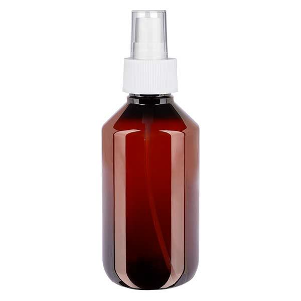 Flacon médical de 200 ml en PET, avec spray blanc GCMI 28/410 et capuchon transparent standard