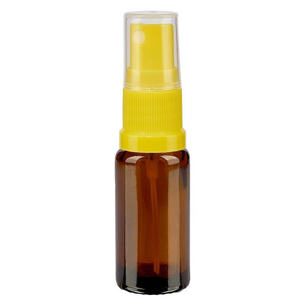 Flacon de pharmacie brun 10ml embout spray jaune Flacon de pharmacie brun 10ml embout spray jaune