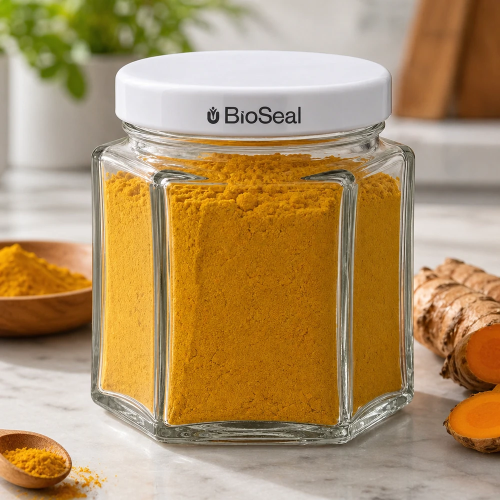 47ml Verre hexagonal avec couvercle BioSeal blanc UNiTWIST