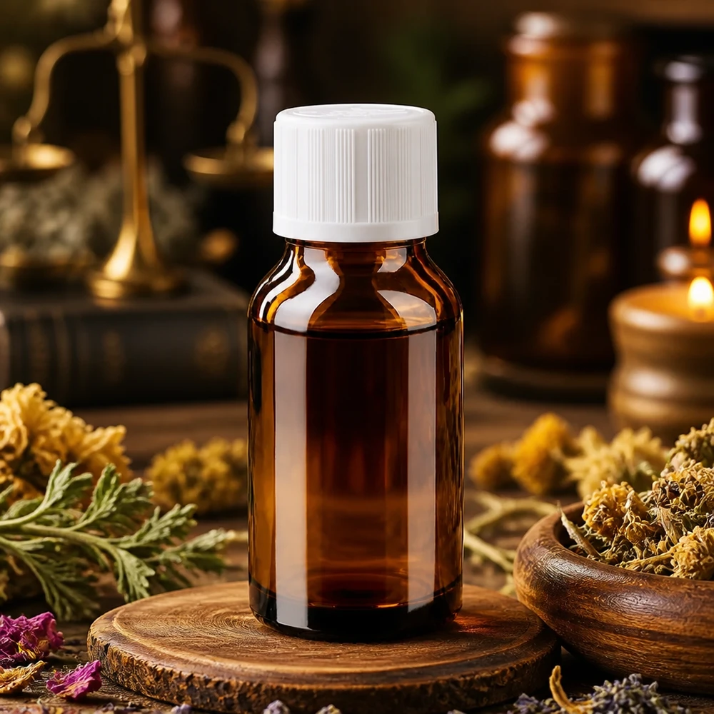 Flacon en verre brun 15ml avec bouchon à vis blanc sécurité enfant St Flacon en verre ambré avec protection UV, 15 ml, muni d'un bouchon de sécurité blanc pour enfants, destiné aux huiles essentielles