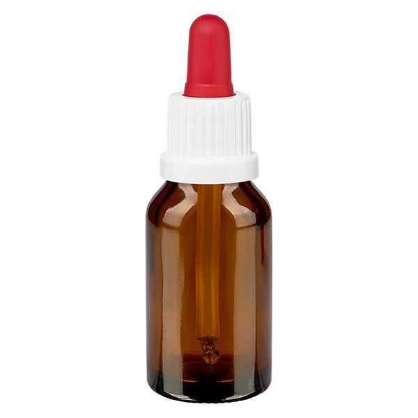 Flacon brun 30 ml + pipette rouge et blanche à système d'inviolabilité Flacon brun 30 ml + pipette rouge et blanche à système d'inviolabilité