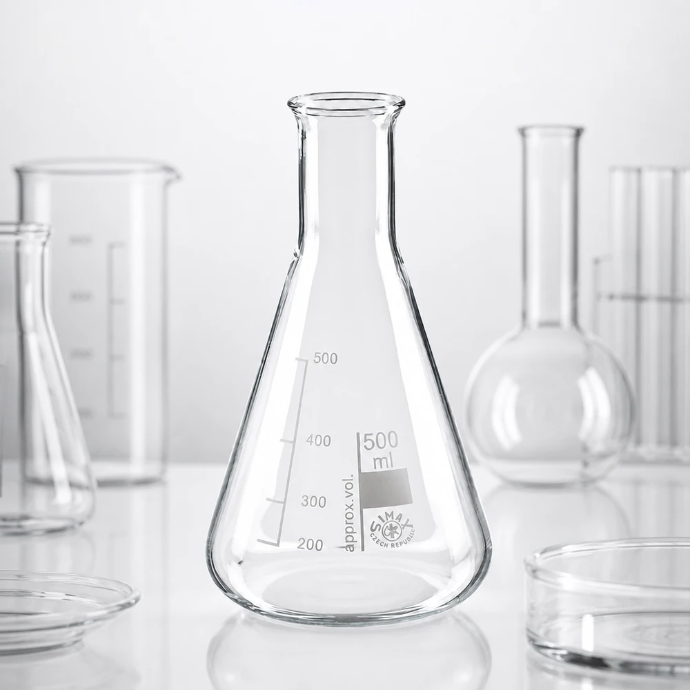 Erlenmeyer 500ml col large, verre borosilicate Erlenmeyer professionnel 500ml col étroit avec bec verseur pour les techniques de laboratoire