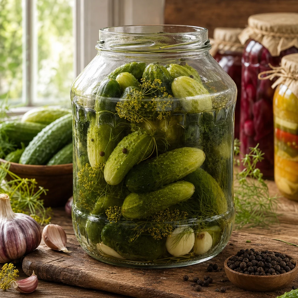 UNiTWIST Runda2650 Pot renversé 2650ml avec cornichons à l'aneth et à l'ail Conservation TO100