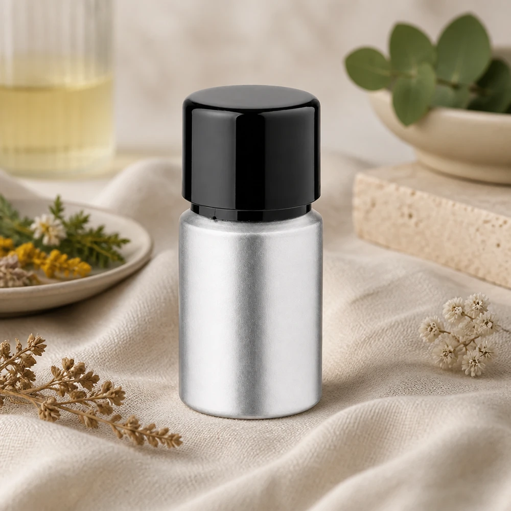 Bouteille en aluminium teinté 10 ml, avec bouchon à vis noir et joint conique Bouteille pratique de 10 ml en aluminium décapé - taille optimale pour les voyages et les déplacements