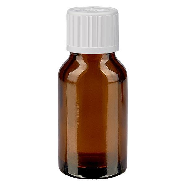 Flacon à pharmacie brun 15ml bouchon compte-gouttes blanc sécurité enfant