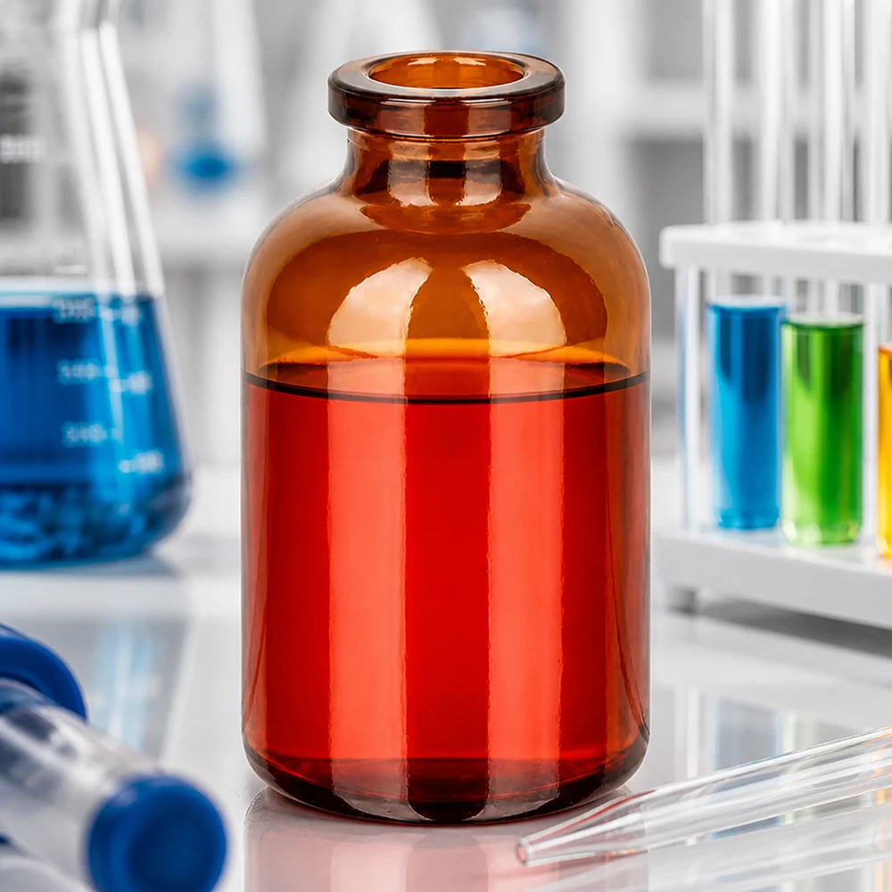 Flacon pour solution injectable, 30 ml en verre ambré Kleine Braunglas-Injektionsflasche 30ml kompakte Bauform für Einzel- und Mehrfachentnahme