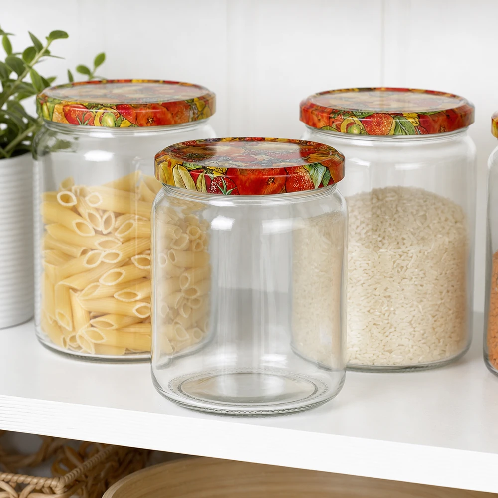 408ml Verre rond avec couvercle BasicSeal décor fruits UNiTWIST