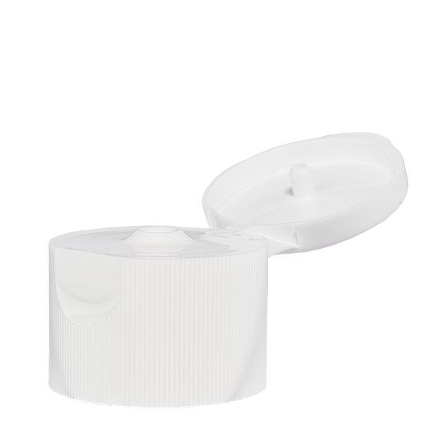 Bouchon blanc + couvercle à charnière ND25, pr flacons à lotion Bouchon blanc + couvercle à charnière ND25, pr flacons à lotion