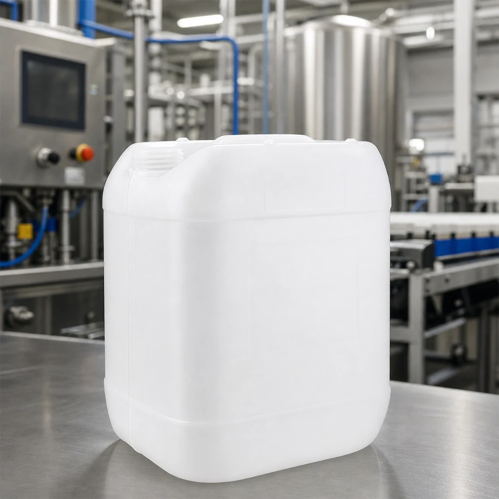 Jerrican de 20 litres sans bouchon Bidon robuste de 20 litres sans bouchon, de couleur blanc naturel, destiné à des applications industrielles