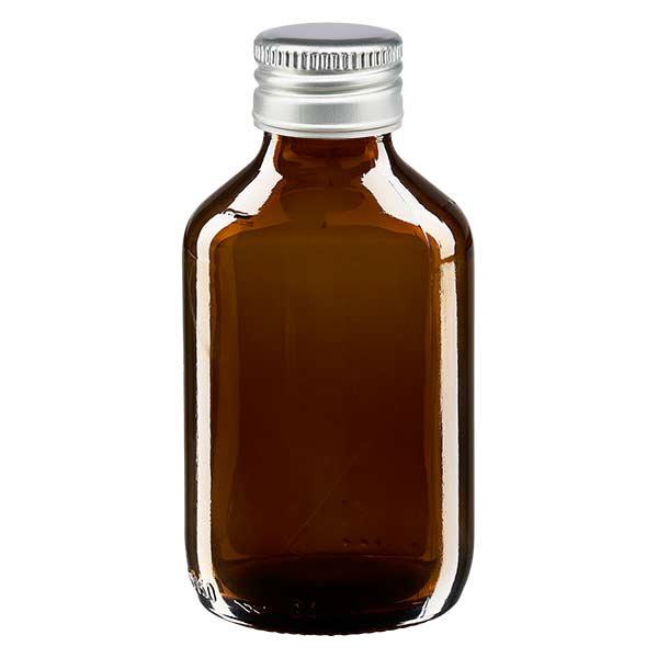 Flacon médical de 150ml brun avec bouchon en aluminium argenté