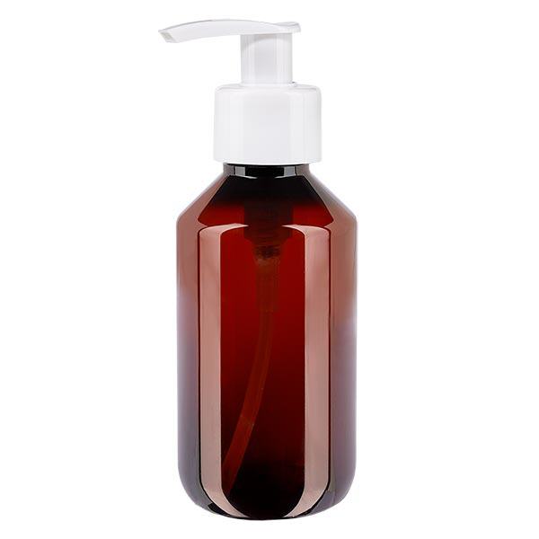 Bouteille PET 200ml avec pompe distributrice blanche