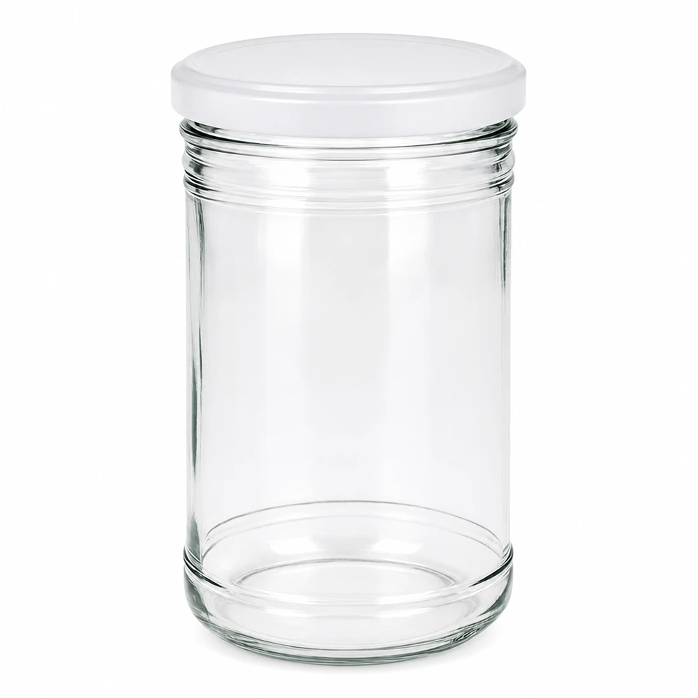 1053ml Verre conique avec couvercle BasicSeal blanc UNiTWIST 1053ml bocal avec couvercle BasicSeal blanc transparent vide certifié UN bocal à conserves bocal à provisions