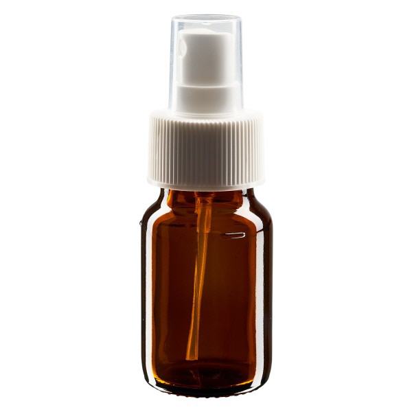 Flacon médical norme européenne de 30 ml avec spray blanc GCMI 28/410 et couvercle transparent, standard