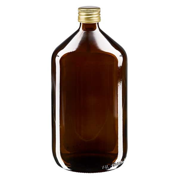 Bouteille médicale de 1000ml brune avec bouchon en aluminium or Bouteille médicale de 1000ml brune avec bouchon en aluminium or