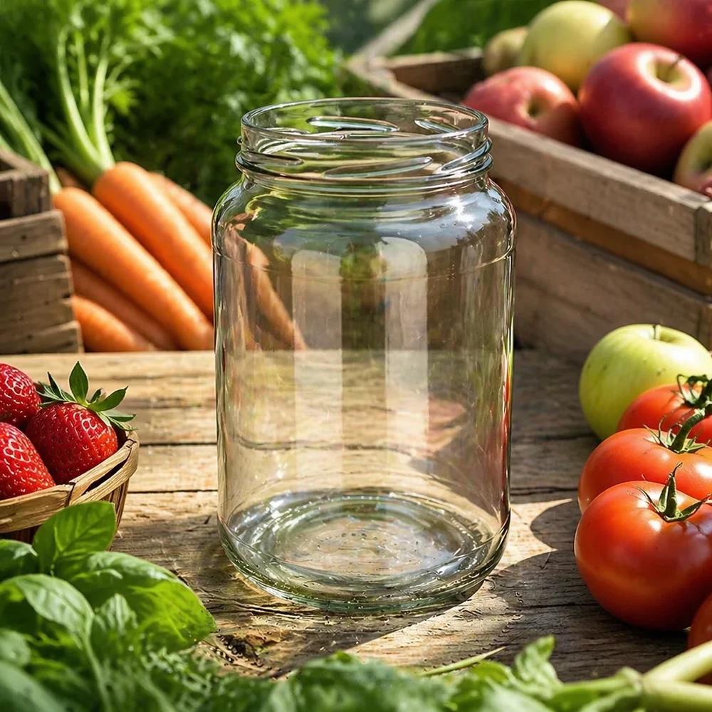 UNiTWIST Runda1700 Pot renversé 1700ml TO100 vide entre légumes frais fruits table en bois Conserver naturellement