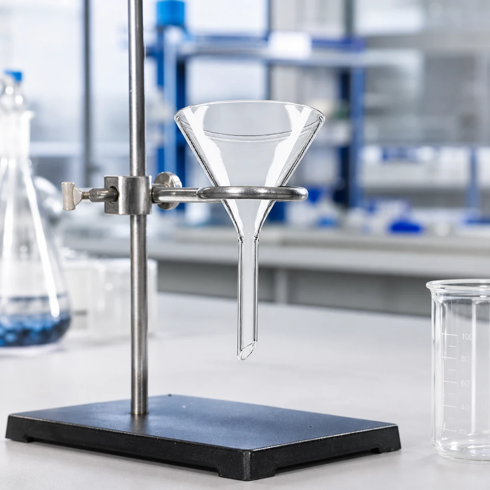 Entonnoir Ø 55mm - verre borosilicate 3.3 - angle 60° Entonnoir en borosilicate résistant à la chaleur, diamètre 55 mm, pour les applications thermiques en laboratoire