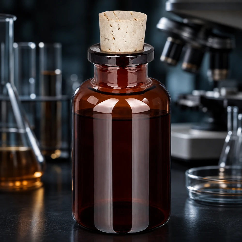 Verschließbare Sammelflasche aus dunklem Glas 20ml mit passendem Korken 11/14mm