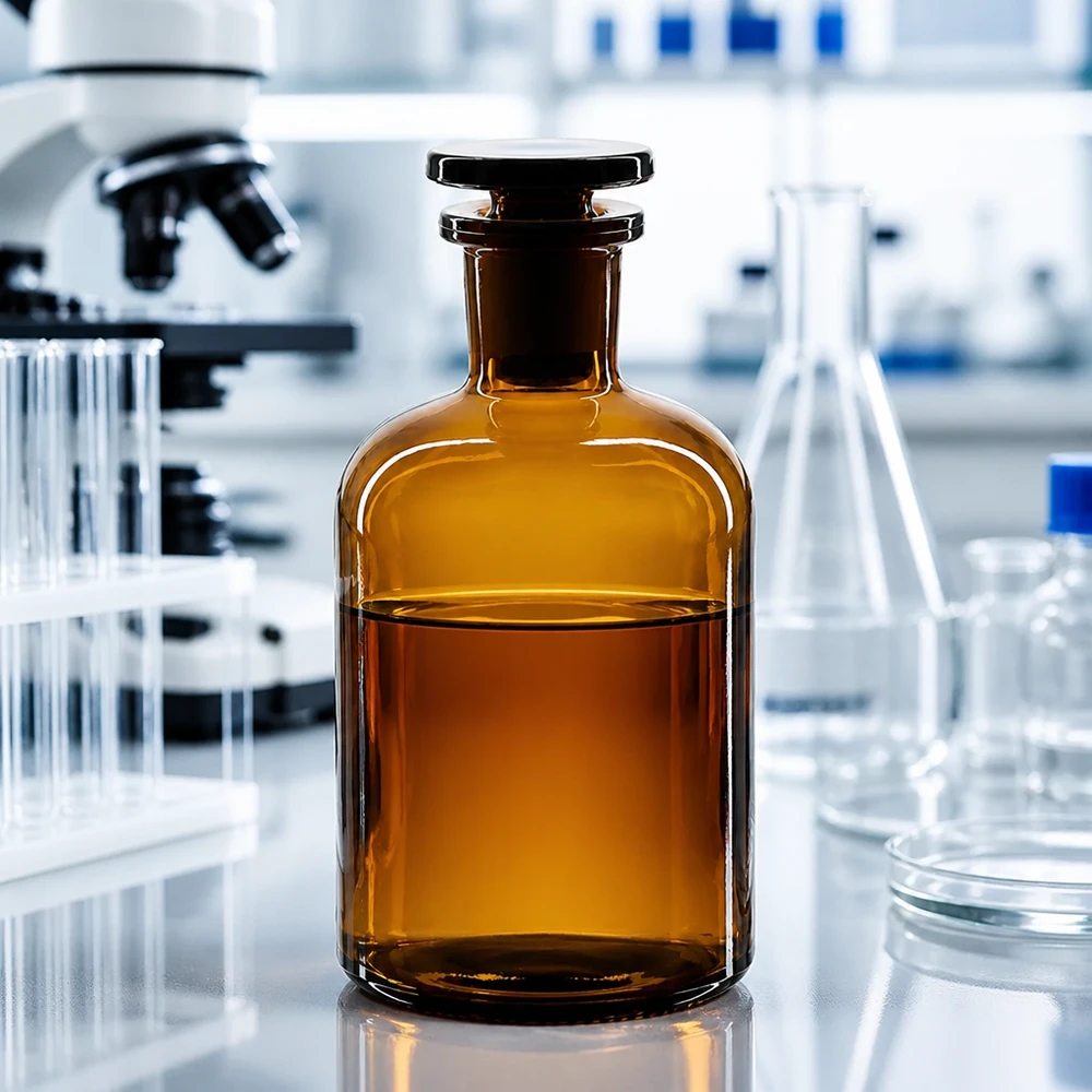 Flacon de pharmacie classique de 250 ml, brun, à col étroit et bouchon en verre, utilisé en laboratoire