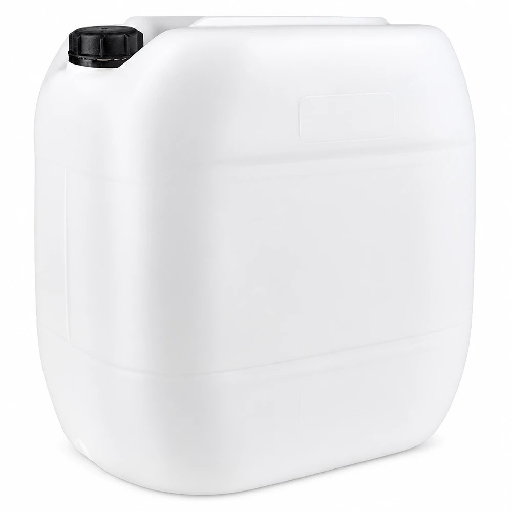 Jerrican de 30 litres avec bouchon à vis Bidon en plastique blanc de 30 litres avec bouchon à vis noir pour un stockage en toute sécurité