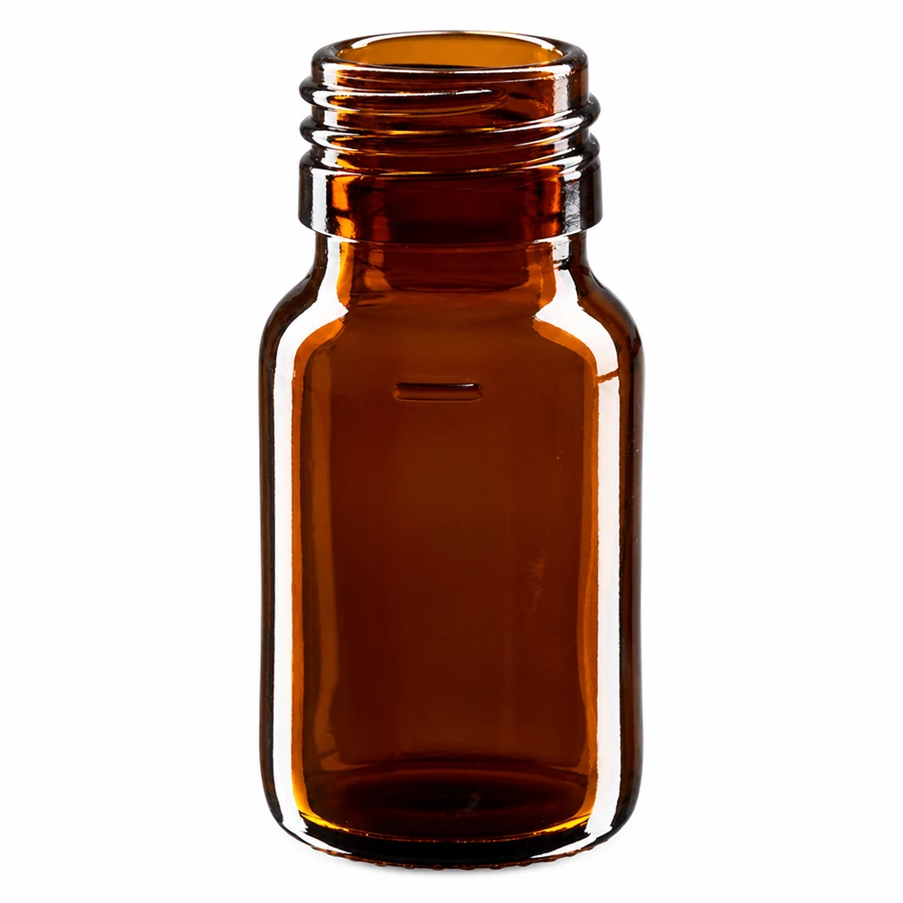 Bouteille en verre brun de 30ml sans bouchon pour applications médicales PP28 pas de vis